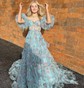 Ball Gown/Princess Off-the-shoulder Tulle Sweep Train Prom Dresses With Sashes / Ribbons