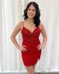 Corset Red Bodycon Satin Ruched Homecoming Dresses