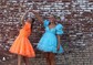 Elegant Skater Tulle V-neck Ruffle Homecoming Dresses