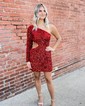 Sparkly Bodycon Sequin One Shoulder Cut Out Homecoming Dresses