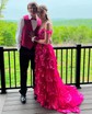 Ball Gown/Princess Off-the-shoulder Tulle Sweep Train Prom Dresses With Appliques Lace