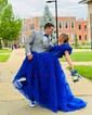 Ball Gown/Princess Off-the-shoulder Chiffon Sweep Train Prom Dresses With Sashes / Ribbons