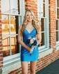 Glitter Blue Bodycon Jersey Homecoming Dresses