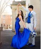 Trumpet/Mermaid Sweetheart Jersey Sweep Train Prom Dresses With Beading