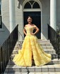 Ball Gown Off-the-shoulder Tulle Floor-length Tiered Prom Dresses