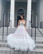 Ball Gown Sweetheart Tulle Court Train Prom Dresses With Pearl Detailing