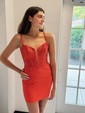 Corset Red Bodycon Jersey Beaded Homecoming Dresses