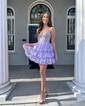 Corset Sky Blue Skater Glitter Tulle Tiered Homecoming Dresses