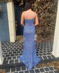 Sheath/Column Straight Sequined Sweep Train Prom Dresses With Split Front