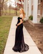 Trumpet/Mermaid Off-the-shoulder Silk-like Satin Sweep Train Prom Dresses With Ruched