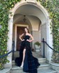 Ball Gown Straight Tulle Sweep Train Prom Dresses With Appliques Lace