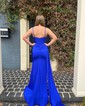 Corset Sheath/Column Satin Beaded Ruched Prom Dresses