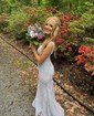 Trumpet/Mermaid Sweep Train V-neck Sequined Prom Dresses