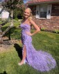 Trumpet/Mermaid Sweetheart Tulle Sweep Train Prom Dresses With Flower(s)