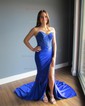 Trumpet/Mermaid Sweetheart Jersey Sweep Train Prom Dresses With Beading