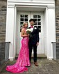 Trumpet/Mermaid V-neck Sequined Sweep Train Prom Dresses