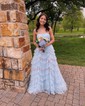 Elegant Tulle Black Ball Gown/Princess Straight Prom Dresses