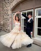 Unique Ball Gown/Princess Tulle Ruffle Feathers Prom Dresses