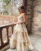 Unique Ball Gown/Princess Tulle Ruffle Feathers Prom Dresses