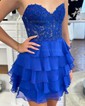 Corset Skater Chiffon Appliques Tiered Homecoming Dresses