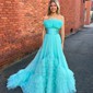 Unique Ball Gown/Princess Tulle Straight Ruffle Prom Dresses