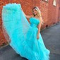 Unique Ball Gown/Princess Tulle Straight Ruffle Prom Dresses