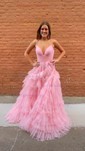 Glitter Ball Gown/Princess V-neck Ruffle Prom Dresses