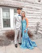 Trumpet/Mermaid V-neck Sequined Sweep Train Prom Dresses