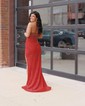 Sheath/Column Straight Velvet Sequin Floor-length Prom Dress With Beading