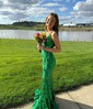 Glitter Trumpet/Mermaid V-neck Sleeveless Prom Dresses