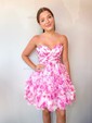 Cute Skater Chiffon Tiered Ruffle Homecoming Dresses