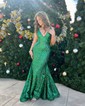 Sparkly Trumpet/Mermaid Sequin V-neck Prom Dresses