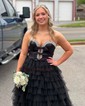 Puffy Ball Gown/Princess Tulle Cut Out Ruffle Prom Dresses