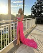 Glitter Sheath/Column Jersey Ruched Beaded Prom Dresses