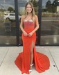 Glitter Sheath/Column Jersey Ruched Beaded Prom Dresses