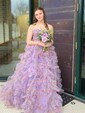 Corset Ball Gown/Princess Tulle Sweetheart Ruffle Prom Dresses