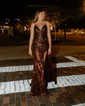 Glitter Sheath/Column V-neck Split Prom Dresses