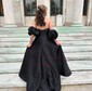 Modest Black Satin Ball Gown/Princess Sweetheart Split Prom Dresses