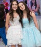 Corset Sky Blue Skater Glitter Tulle Tiered Homecoming Dresses