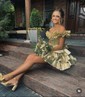 Corset Skater Metallic Tiered Ruffle Homecoming Dresses