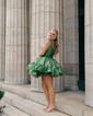 Corset Hunter Skater Organza Ruffle Homecoming Dresses