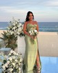 Trumpet/Mermaid Sweetheart Silk-like Satin Sweep Train Prom Dresses With Ruched