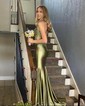 Elegant Trumpet/Mermaid Satin Appliques Prom Dresses