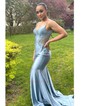 Elegant Trumpet/Mermaid Satin Appliques Prom Dresses