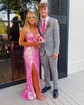 Sparkly Sheath/Column Sequin V-neck Split Prom Dresses