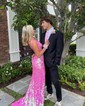 Sparkly Sheath/Column Sequin V-neck Split Prom Dresses