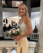 Glitter Sheath/Column Jersey Ruched Beaded Split Prom Dresses