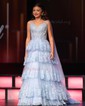 Cute Ball Gown/Princess Tulle Appliques Tiered Prom Dresses