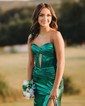 Sparkly Sheath/Column Metallic Sweetheart Ruched Prom Dresses