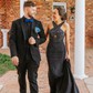 Trumpet/Mermaid V-neck Jersey Sweep Train Beading Prom Dresses